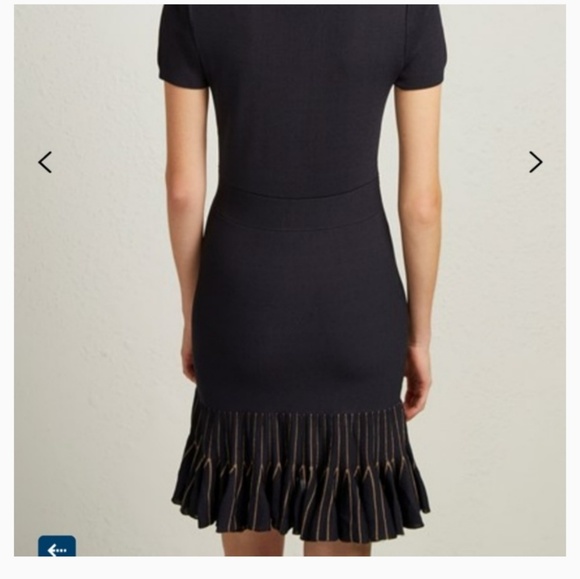 Nwt French connection ruffle navy and gold dress - Picture 6 of 7